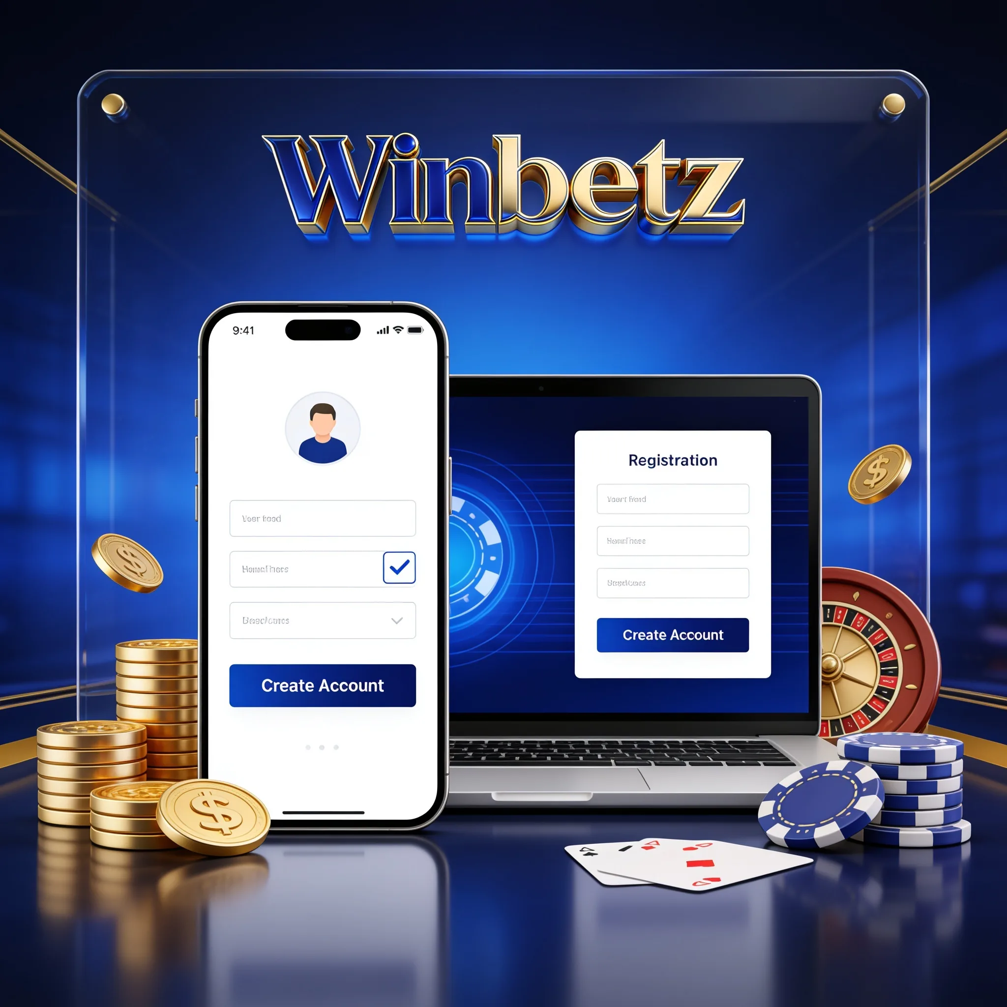 Deux écrans présentant le formulaire de compte WinBeatz